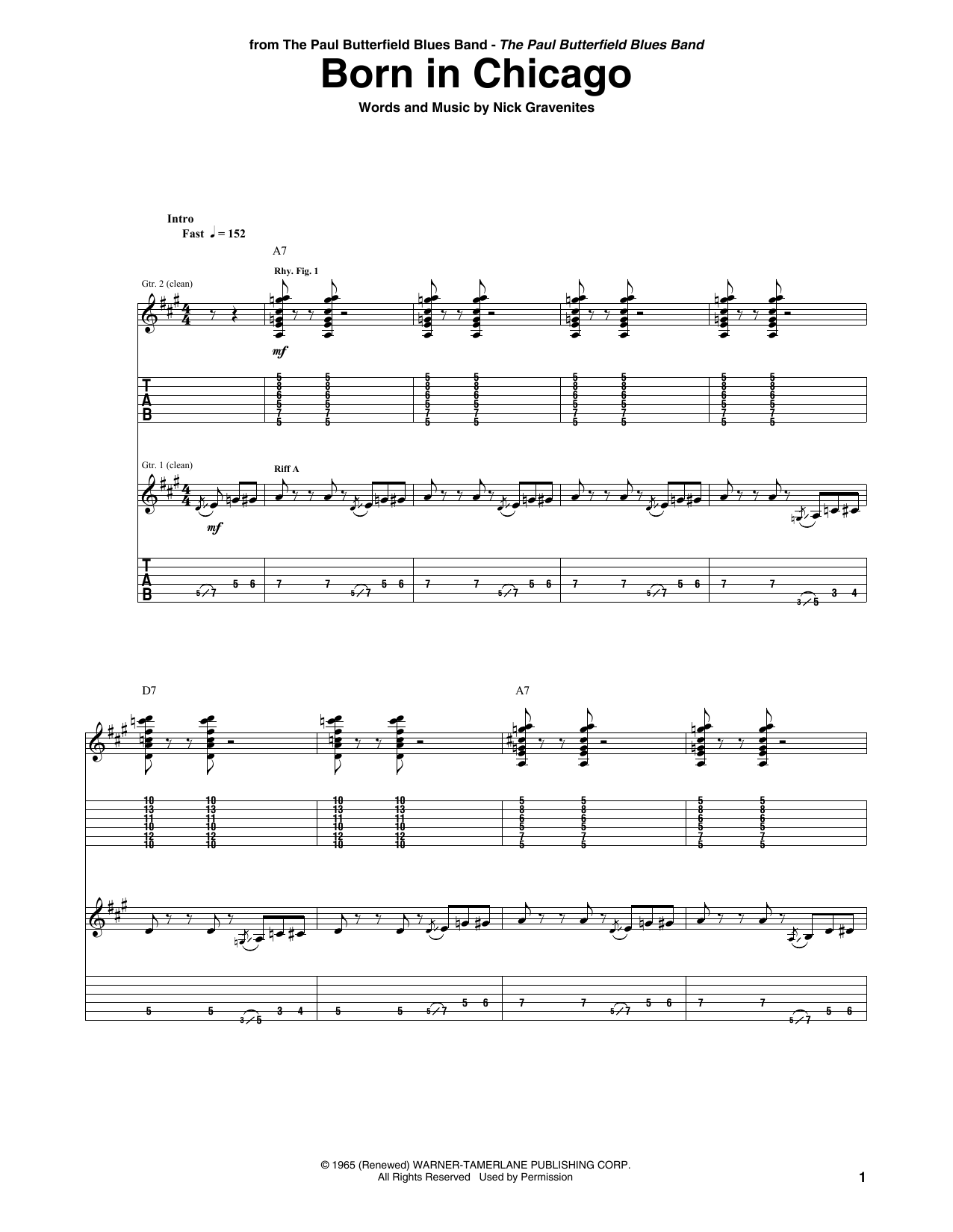 Learn to play The Paul Butterfield Blues Band Born In Chicago sheet music for Guitar Tab in minutes. The Paul Butterfield Blues Band Born In Chicago sheet music notes and chords. Download Printable PDF.