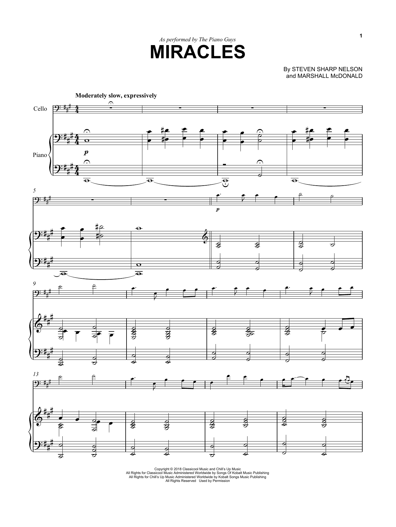 The Piano Guys Miracles sheet music notes and chords. Download Printable PDF.