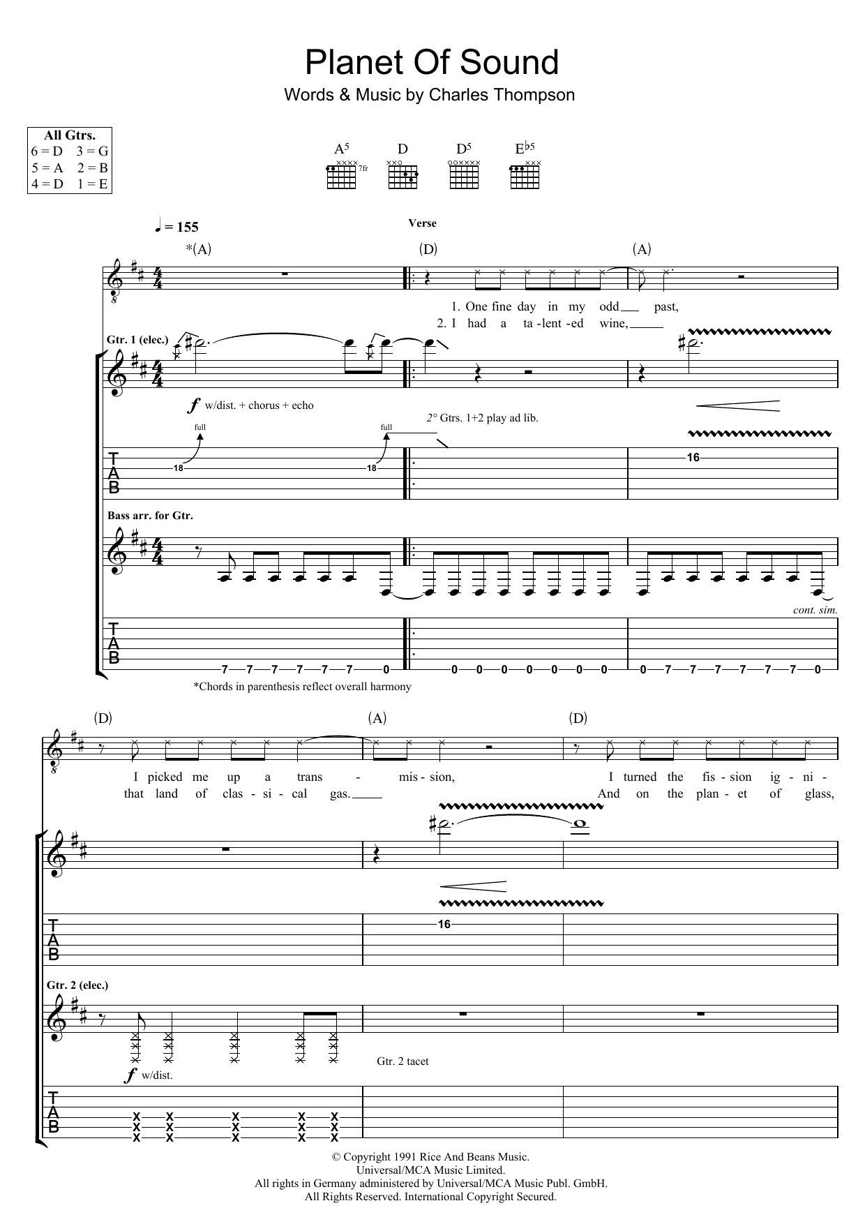 The Pixies Planet Of Sound sheet music notes and chords. Download Printable PDF.