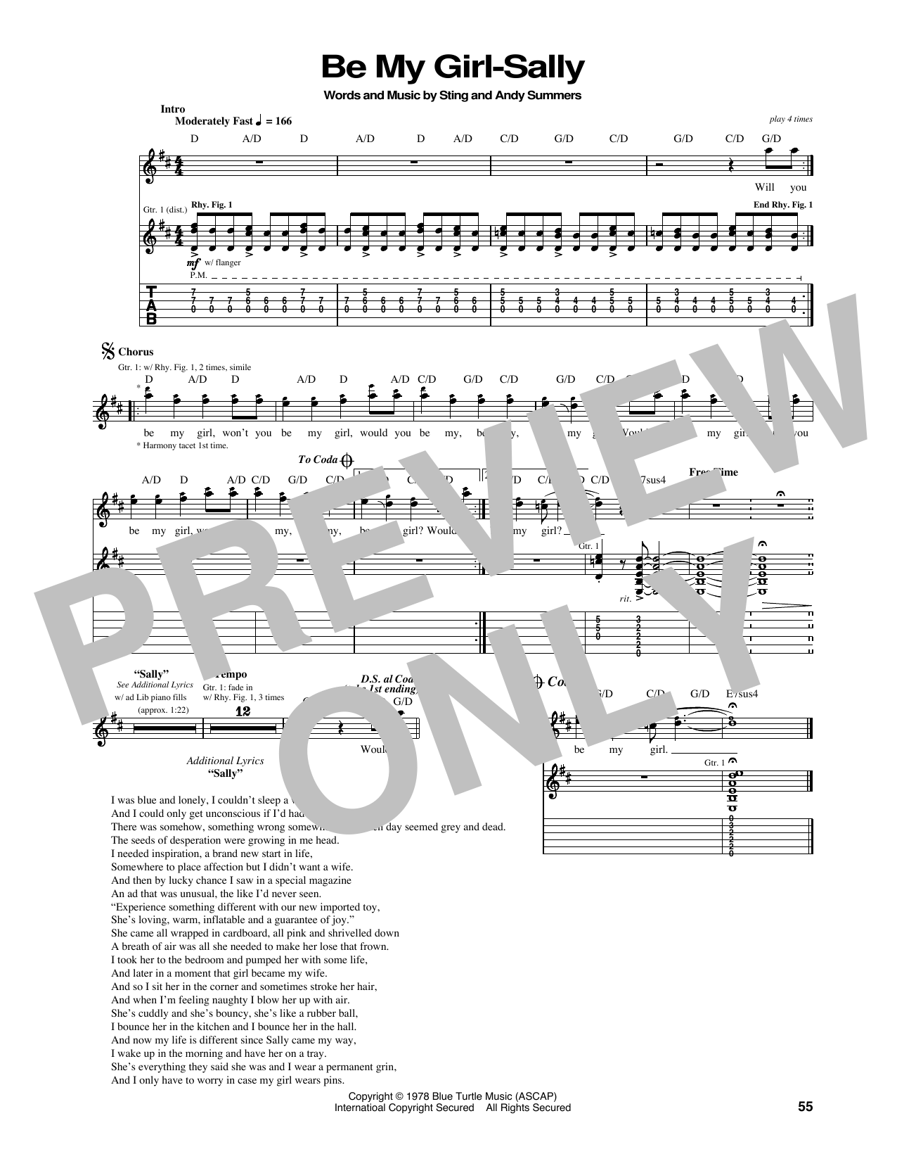 The Police Be My Girl sheet music notes and chords. Download Printable PDF.