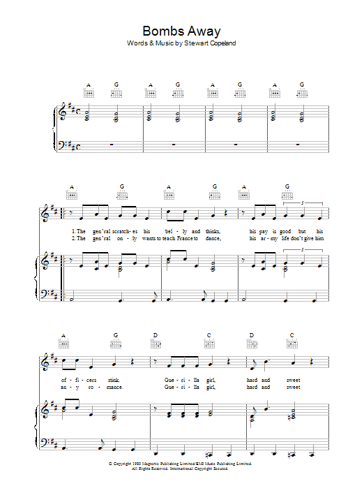 The Police Bombs Away sheet music notes and chords. Download Printable PDF.