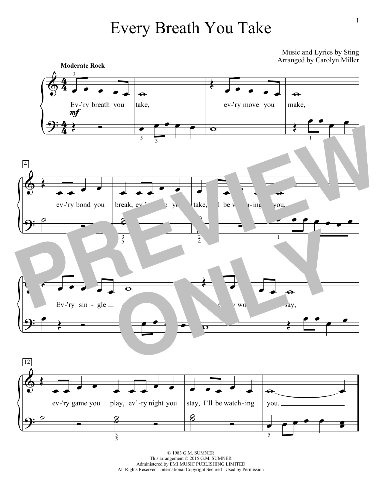 Learn to play The Police Every Breath You Take sheet music for Educational Piano in minutes. Price: 6.9900$ The Police Every Breath You Take sheet music notes and chords arranged for Educational Piano
