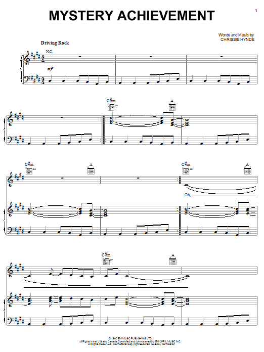 The Pretenders Mystery Achievement sheet music notes and chords. Download Printable PDF.