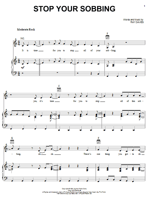 The Pretenders Stop Your Sobbing sheet music notes and chords. Download Printable PDF.