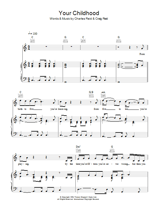 The Proclaimers Your Childhood sheet music notes and chords. Download Printable PDF.