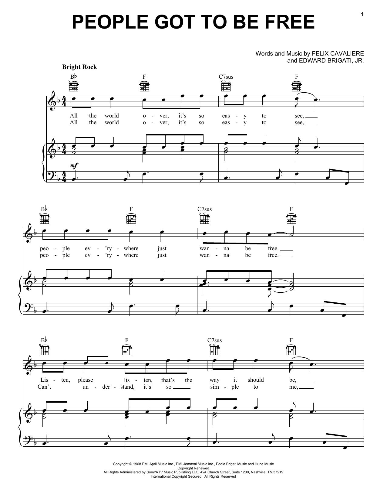 Learn to play The Rascals People Got To Be Free sheet music for Big Note Piano in minutes. Price: 6.9900$ The Rascals People Got To Be Free sheet music notes and chords arranged for Big Note Piano