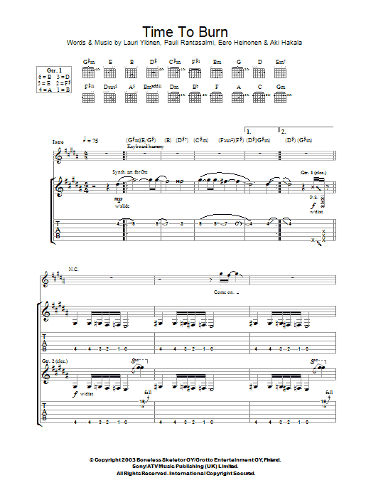 Learn to play The Rasmus Time To Burn sheet music for Guitar Tab in minutes. The Rasmus Time To Burn sheet music notes and chords. Download Printable PDF.