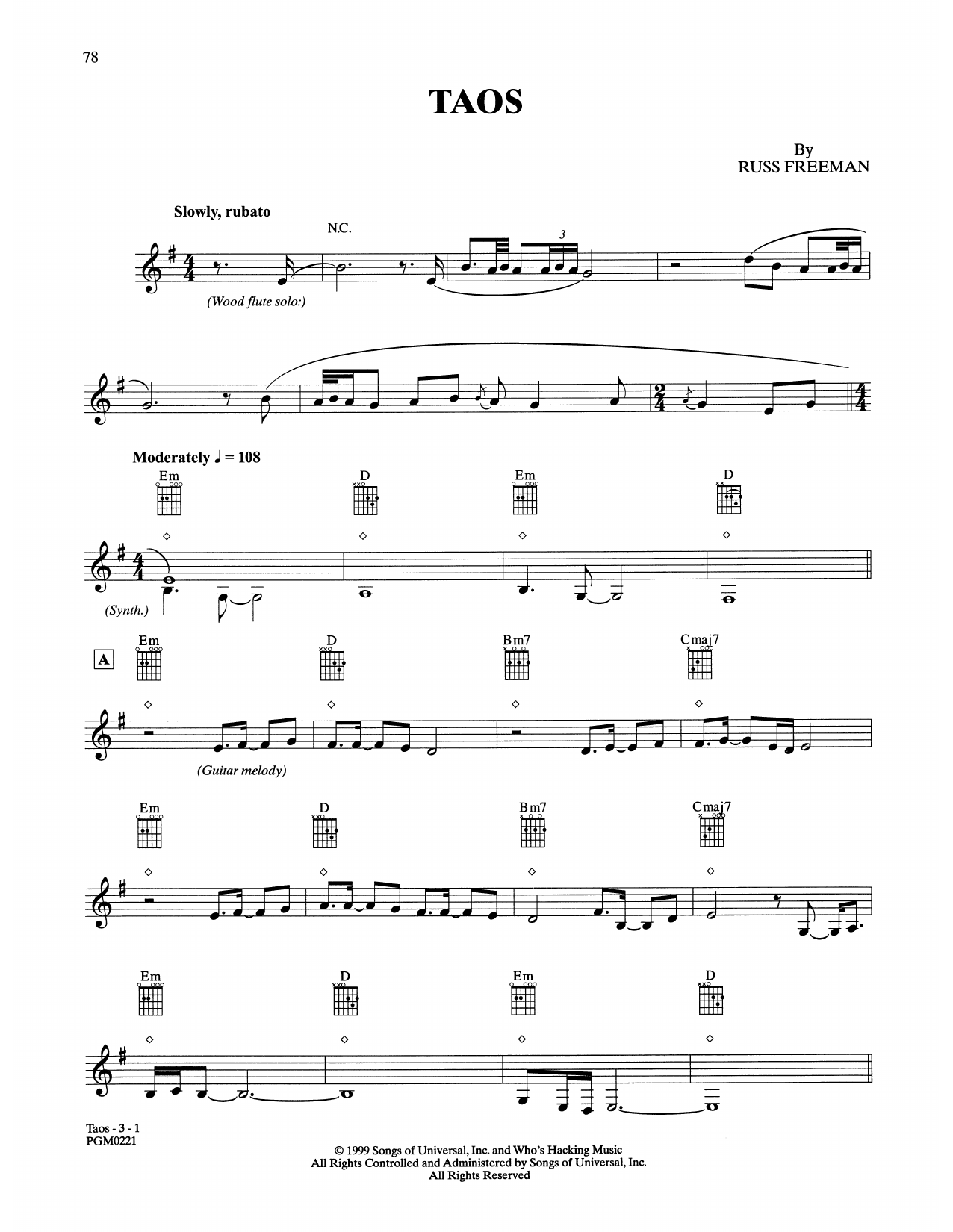 The Rippingtons Taos sheet music notes and chords. Download Printable PDF.