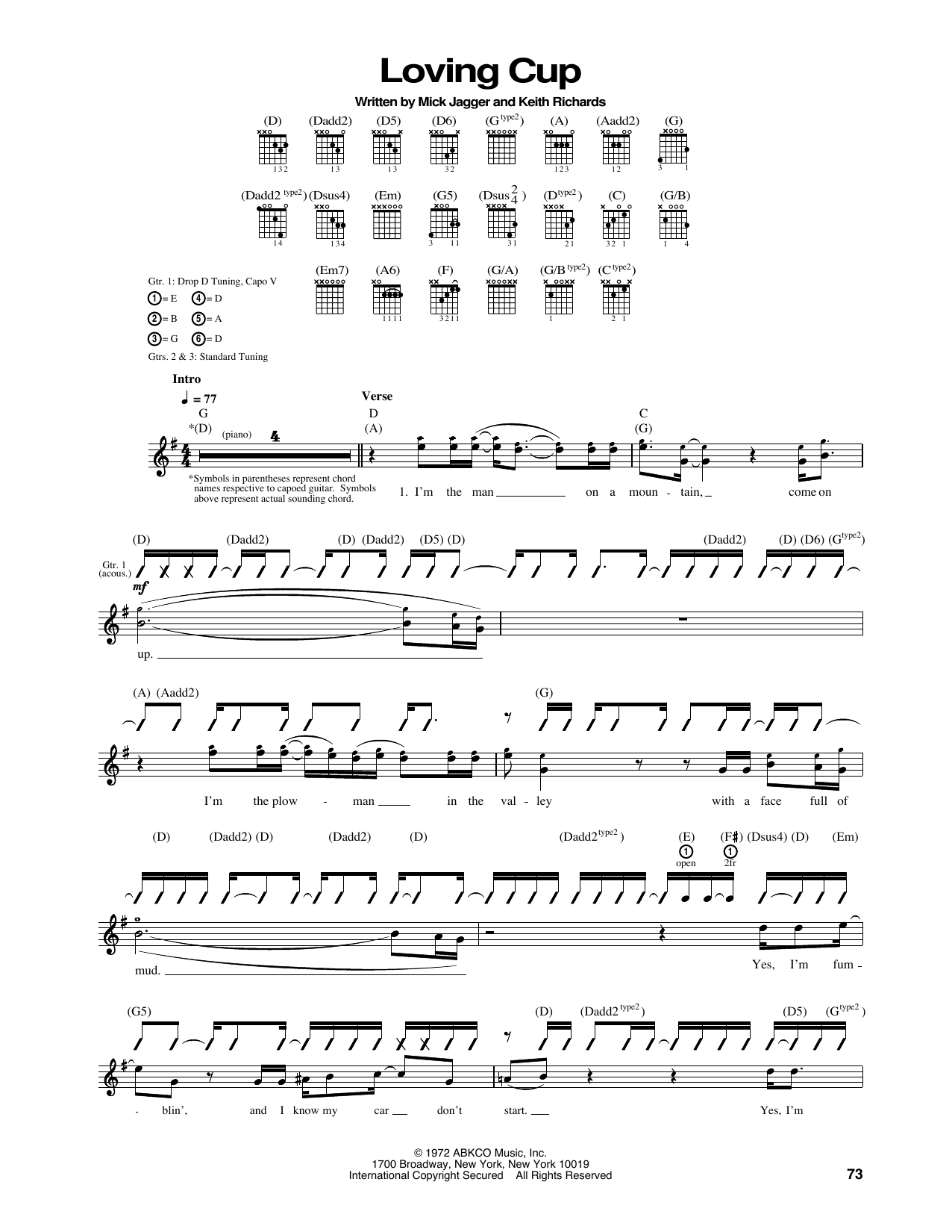 The Rolling Stones Loving Cup sheet music notes and chords. Download Printable PDF.