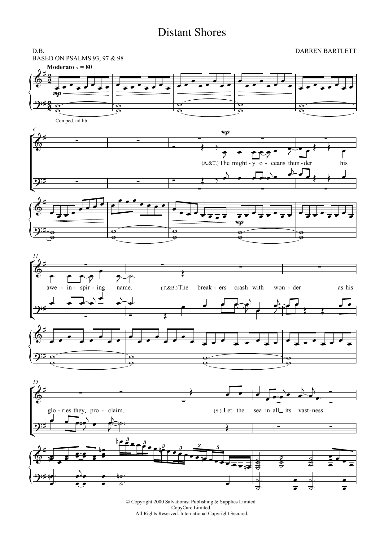 Learn to play The Salvation Army Distant Shores sheet music for SATB Choir in minutes. Price: 3.9900$ The Salvation Army Distant Shores sheet music notes and chords arranged for SATB Choir