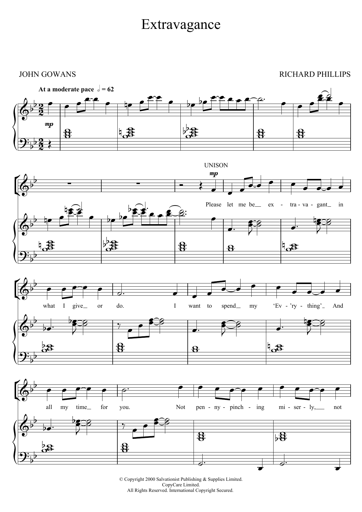 The Salvation Army Extravagance sheet music notes and chords. Download Printable PDF.