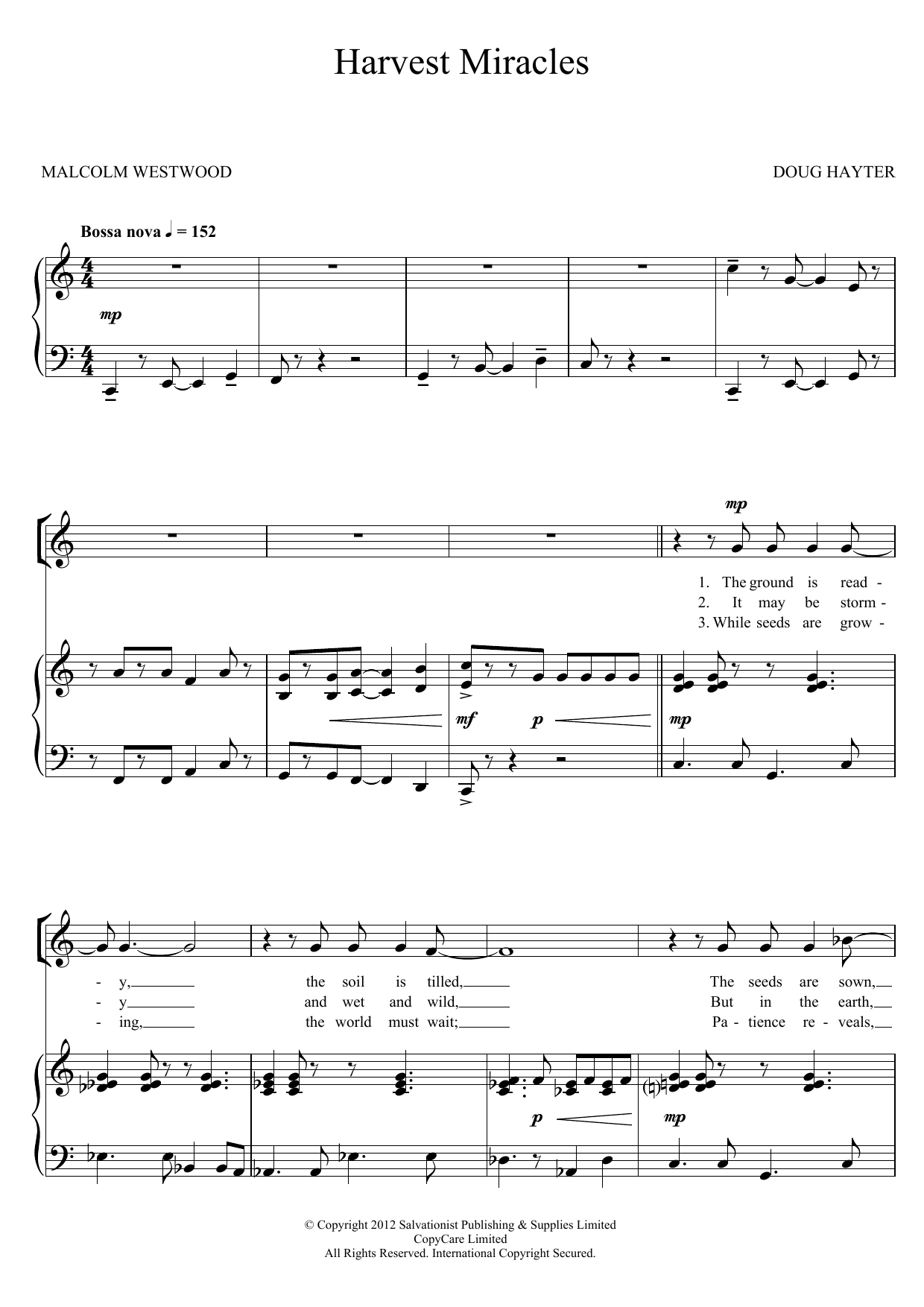 The Salvation Army Harvest Miracles sheet music notes and chords. Download Printable PDF.