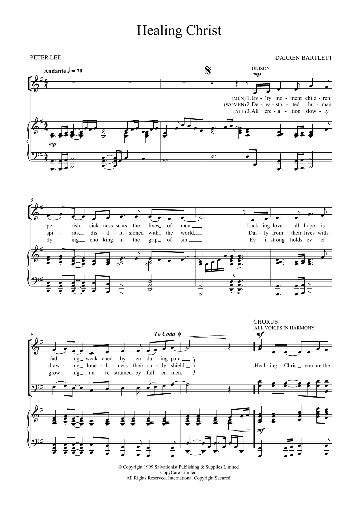 The Salvation Army Healing Christ sheet music notes and chords. Download Printable PDF.