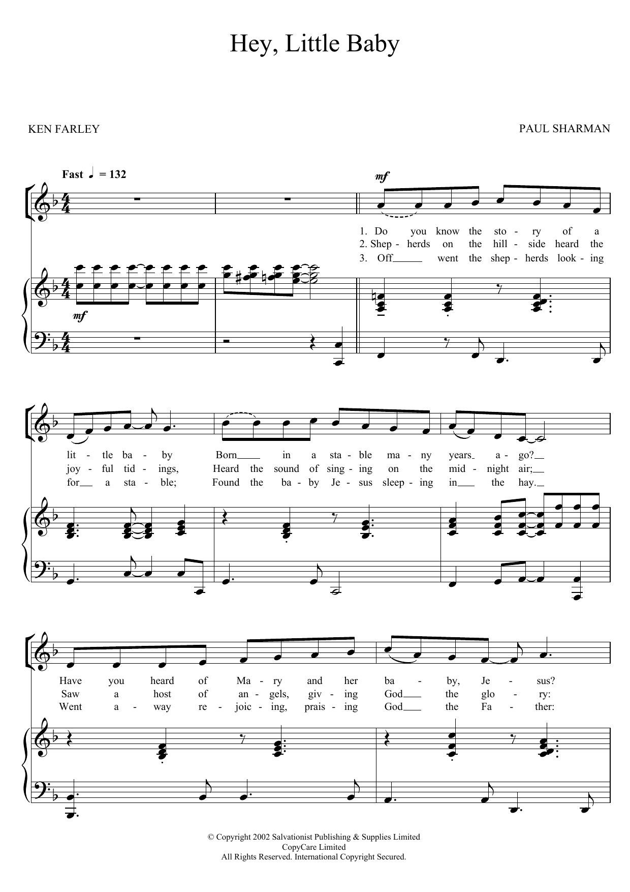 Learn to play The Salvation Army Hey, Little Baby sheet music for Unison Choir in minutes. Price: 3.9900$ The Salvation Army Hey, Little Baby sheet music notes and chords arranged for Unison Choir