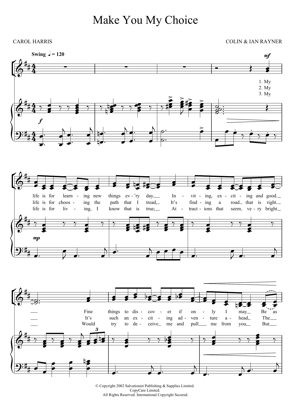 Learn to play The Salvation Army Make You My Choice sheet music for Unison Choir in minutes. Price: 3.9900$ The Salvation Army Make You My Choice sheet music notes and chords arranged for Unison Choir