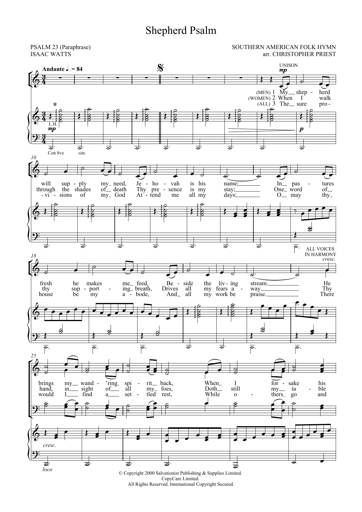 The Salvation Army Shepherd Psalm sheet music notes and chords. Download Printable PDF.