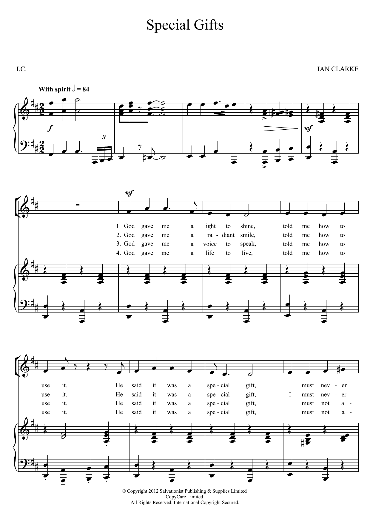 The Salvation Army Special Gifts sheet music notes and chords. Download Printable PDF.