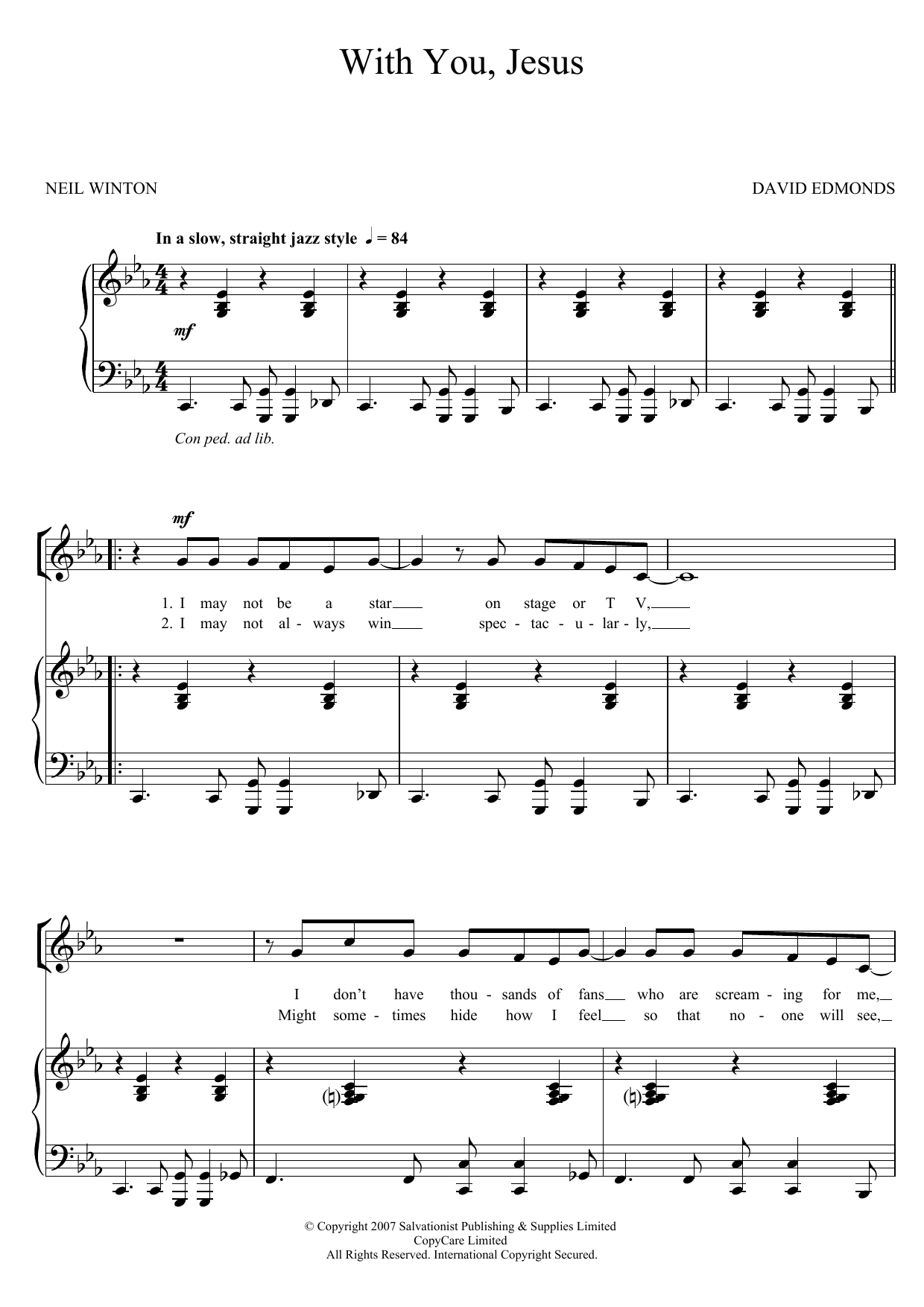 Learn to play The Salvation Army With You, Jesus sheet music for Unison Choir in minutes. Price: 3.9900$ The Salvation Army With You, Jesus sheet music notes and chords arranged for Unison Choir