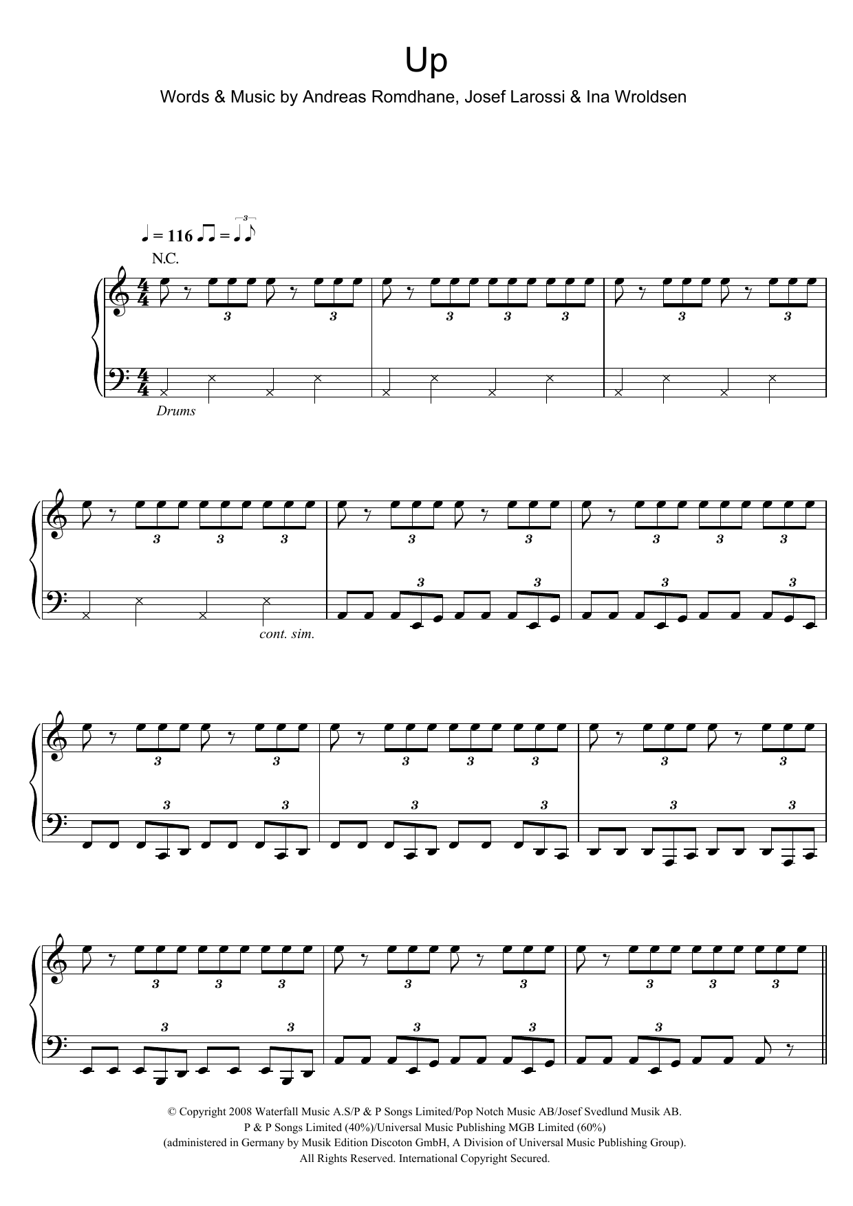 The Saturdays Up sheet music notes and chords arranged for Piano, Vocal & Guitar Chords