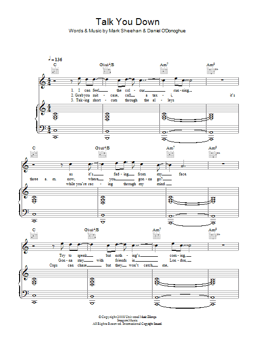 the script talk you down chords