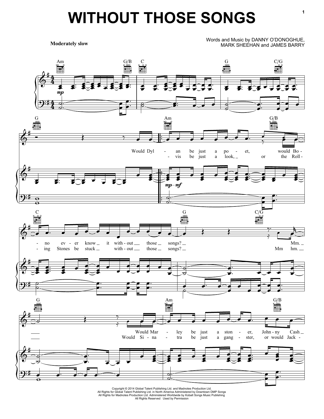 The Script Without Those Songs sheet music notes and chords. Download Printable PDF.