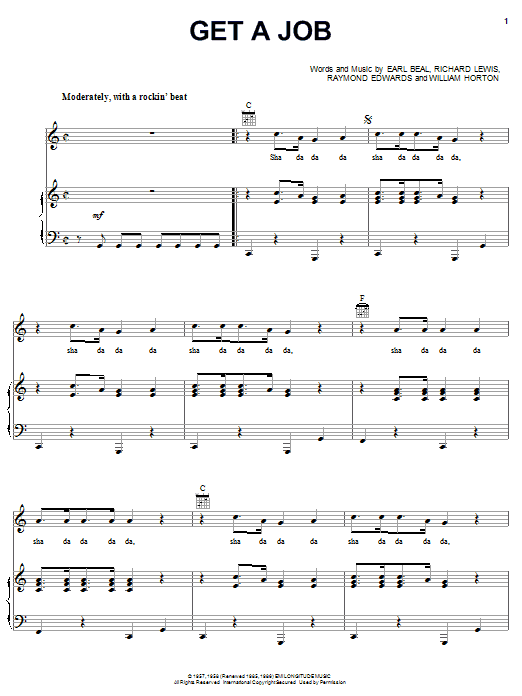 The Silhouettes Get A Job sheet music notes and chords. Download Printable PDF.