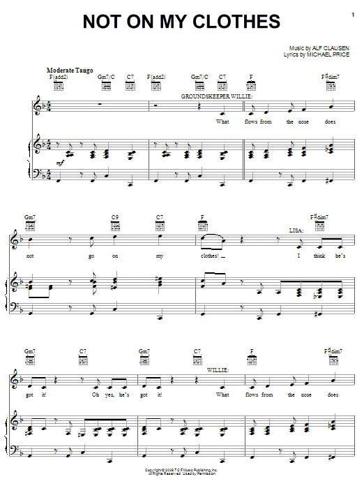 The Simpsons Not My Clothes sheet music notes and chords. Download Printable PDF.