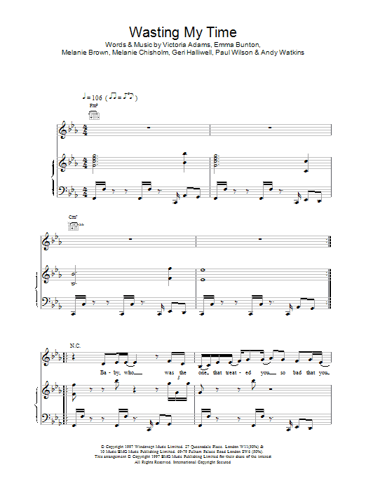 The Spice Girls Wasting My Time sheet music for Piano, Vocal & Guitar in minutes. Price: 7.8900$ The Spice Girls Wasting My Time sheet music notes and chords. Download Printable PDF.