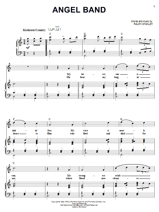 The Stanley Brothers Angel Band sheet music notes and chords. Download Printable PDF.