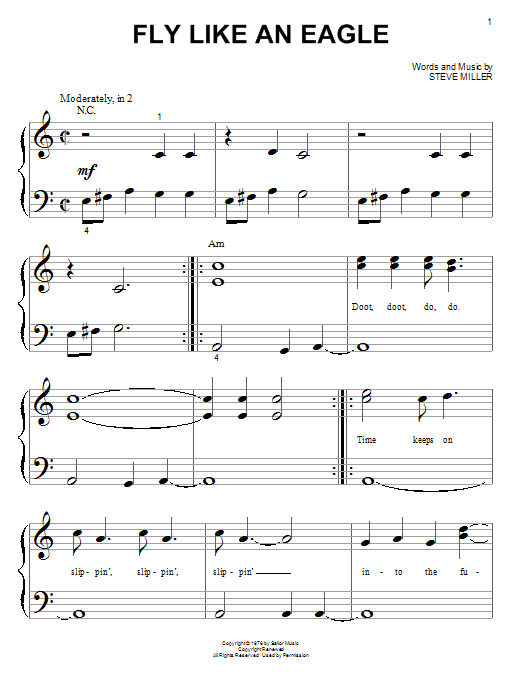 The Steve Miller Band Fly Like An Eagle Sheet Music Pdf Notes Chords Rock Score Big Note Piano Download Printable Sku 150682