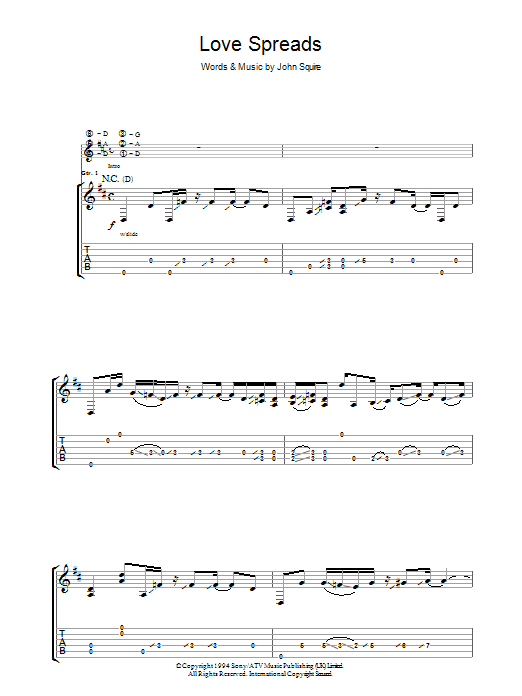 The Stone Roses Love Spreads sheet music notes and chords. Download Printable PDF.