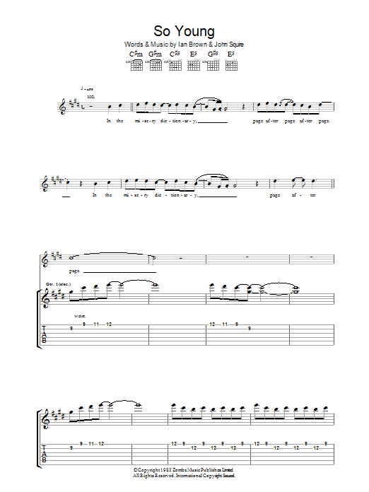 The Stone Roses So Young sheet music notes and chords. Download Printable PDF.