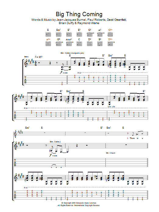 The Stranglers Big Thing Coming sheet music notes and chords. Download Printable PDF.