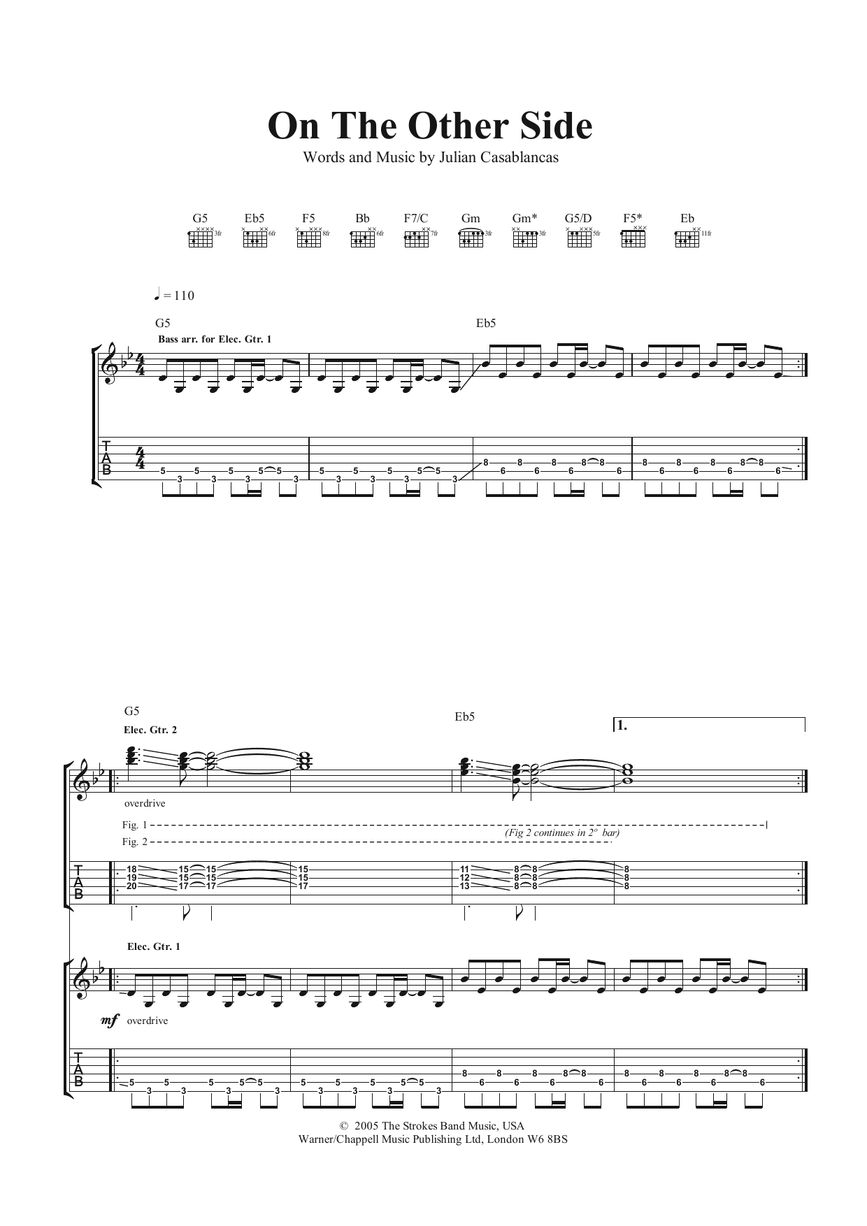 Learn to play The Strokes On The Other Side sheet music for Guitar Tab in minutes. Price: 6.9900$ The Strokes On The Other Side sheet music notes and chords arranged for Guitar Tab