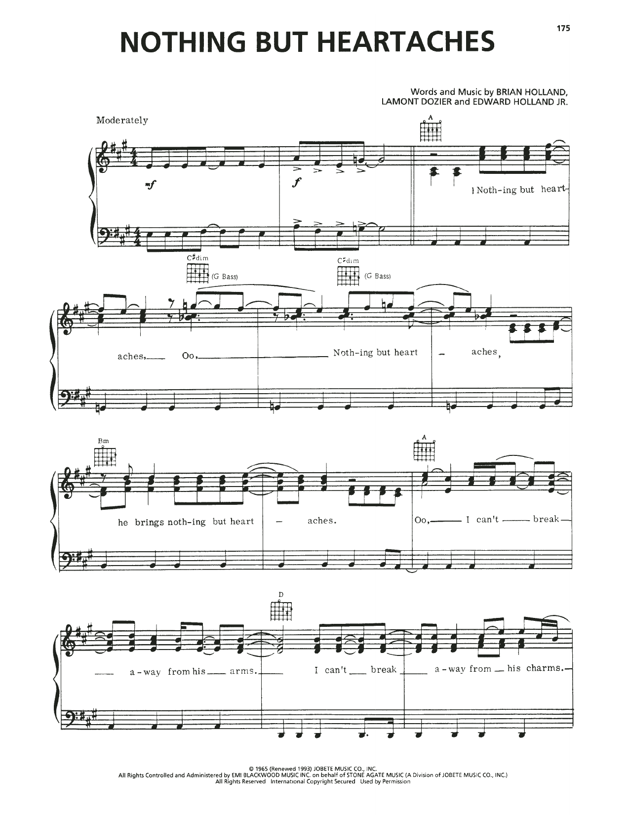 The Supremes Nothing But Heartaches sheet music notes and chords. Download Printable PDF.