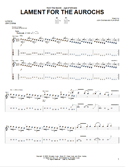 Learn to play The Sword Lament For The Aurochs sheet music for Guitar Tab in minutes. Price: 7.8900$ The Sword Lament For The Aurochs sheet music notes and chords arranged for Guitar Tab