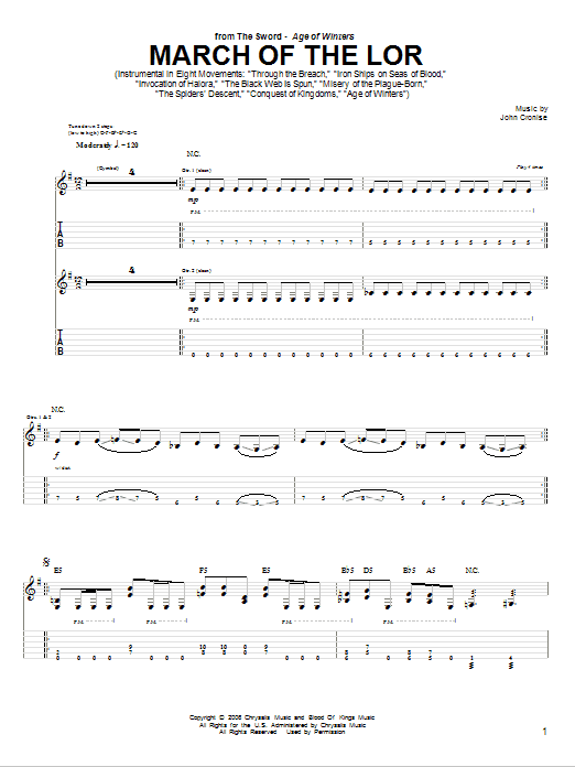 Learn to play The Sword March Of The Lor sheet music for Guitar Tab in minutes. Price: 7.8900$ The Sword March Of The Lor sheet music notes and chords arranged for Guitar Tab