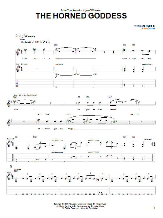 Learn to play The Sword The Horned Goddess sheet music for Guitar Tab in minutes. Price: 7.8900$ The Sword The Horned Goddess sheet music notes and chords arranged for Guitar Tab
