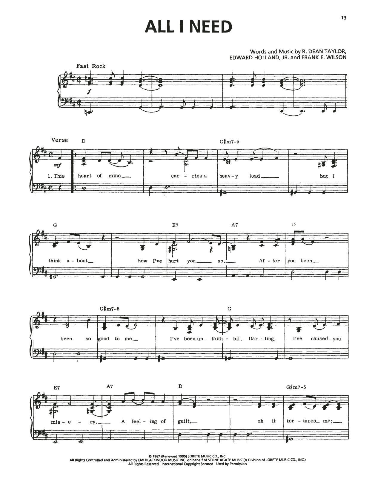 The Temptations All I Need sheet music notes and chords. Download Printable PDF.