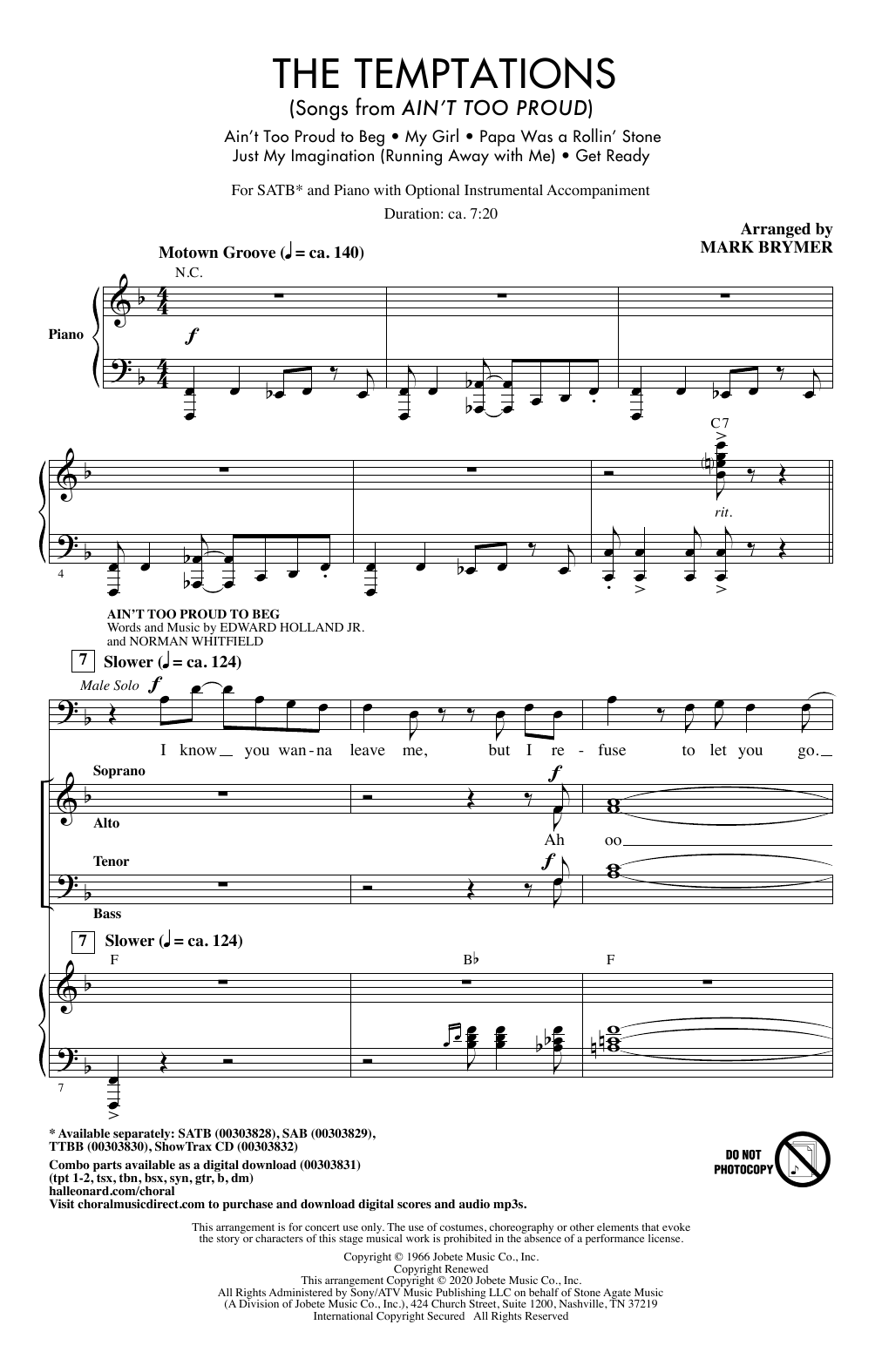 Learn to play The Temptations The Temptations (Songs from Ain't Too Proud) (arr. Mark Brymer) sheet music for SATB Choir in minutes. Price: 4.7900$ The Temptations The Temptations (Songs from Ain't Too Proud) (arr. Mark Brymer) sheet music notes and chords arranged for SATB Choir
