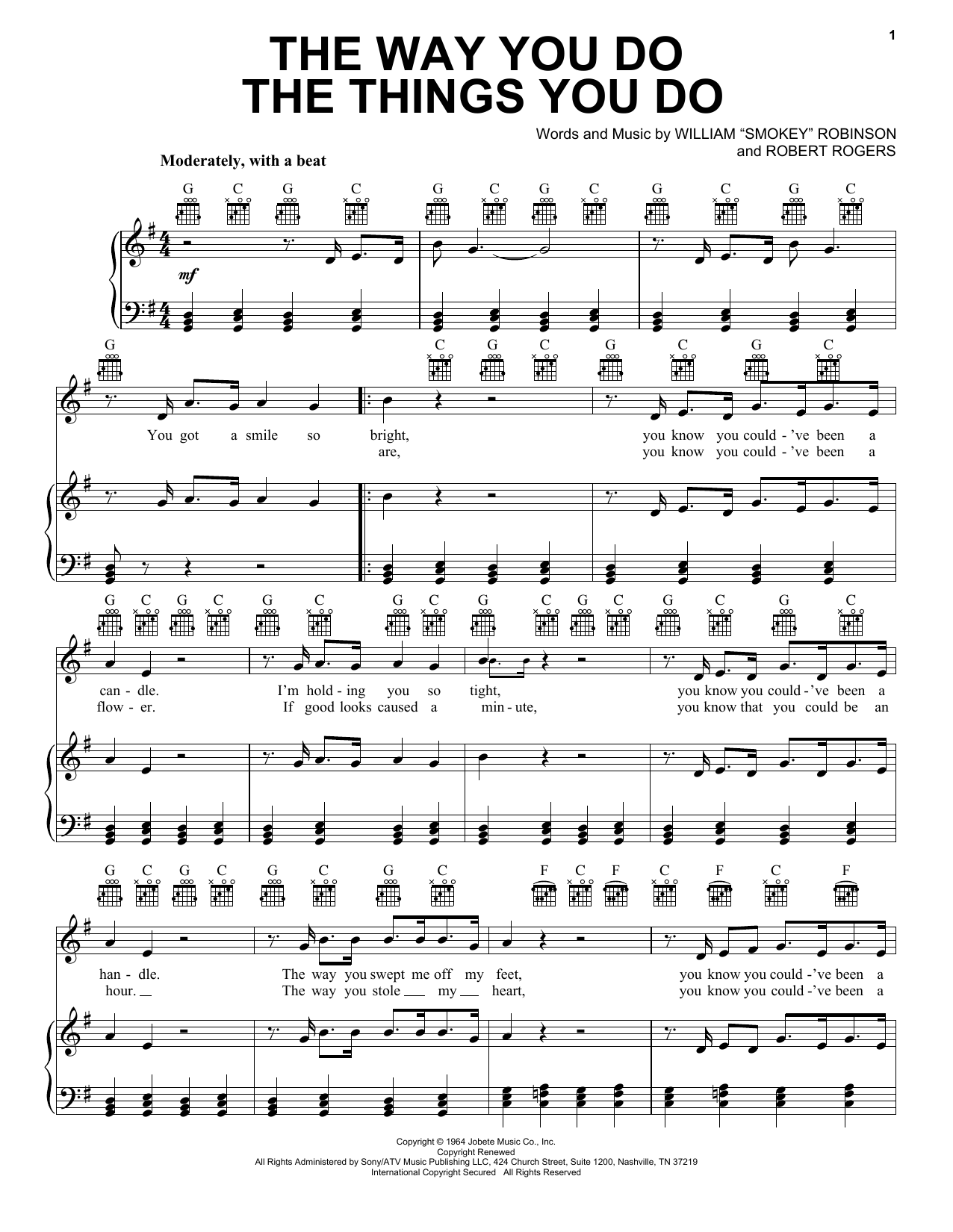 Learn to play The Temptations The Way You Do The Things You Do sheet music for Piano, Vocal & Guitar (Right-Hand Melody) in minutes. Price: 7.7900$ The Temptations The Way You Do The Things You Do sheet music notes and chords. Download Printable PDF.