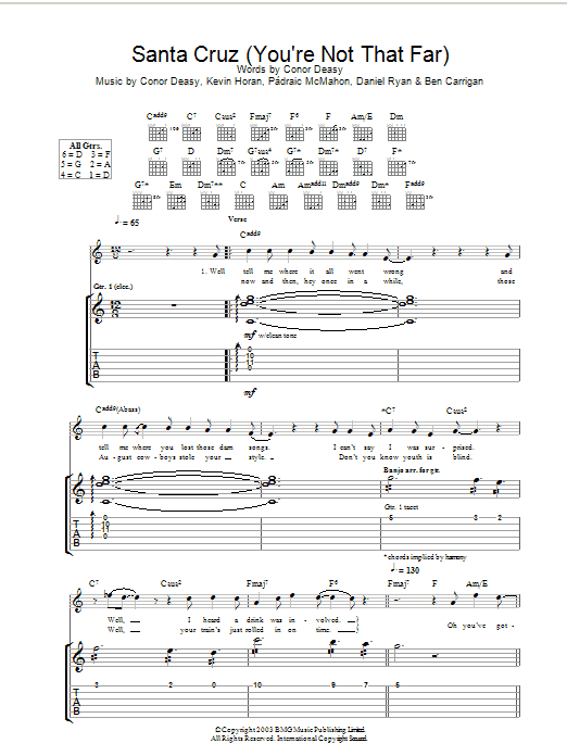 Learn to play The Thrills Santa Cruz (You're Not That Far) sheet music for Piano, Vocal & Guitar in minutes. Price: 7.8900$ The Thrills Santa Cruz (You're Not That Far) sheet music notes and chords. Download Printable PDF.