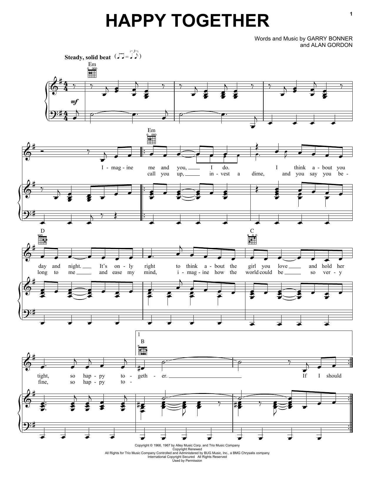 The Turtles Happy Together Sheet Music Pdf Notes Chords Pop Score Violin Solo Download Printable Sku