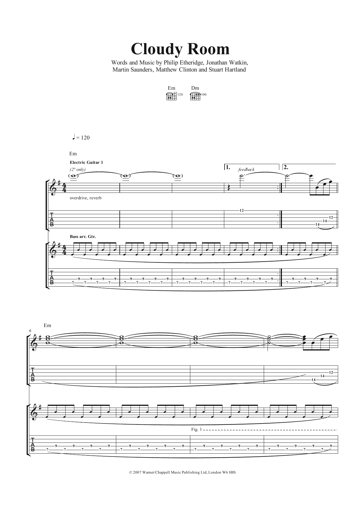 The Twang Cloudy Room sheet music notes and chords. Download Printable PDF.