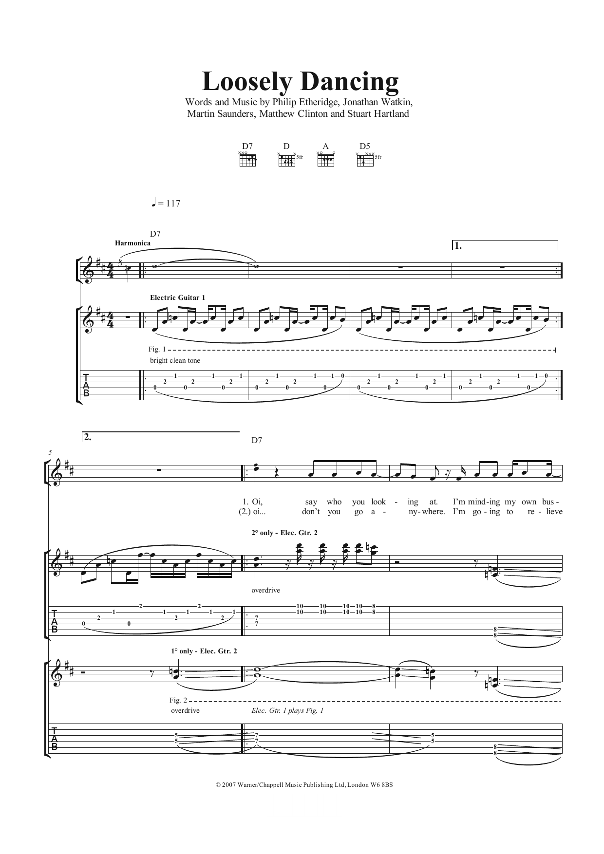 The Twang Loosely Dancing sheet music notes and chords. Download Printable PDF.