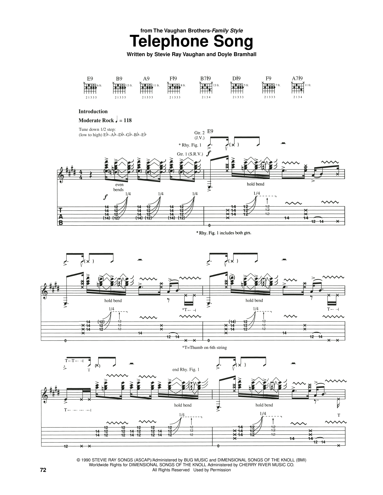 The Vaughan Brothers Telephone Song sheet music notes and chords. Download Printable PDF.