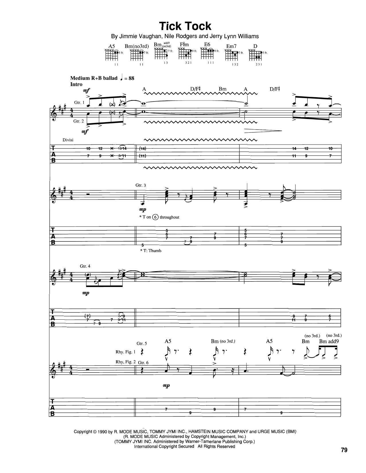 The Vaughan Brothers Tick Tock sheet music notes and chords. Download Printable PDF.