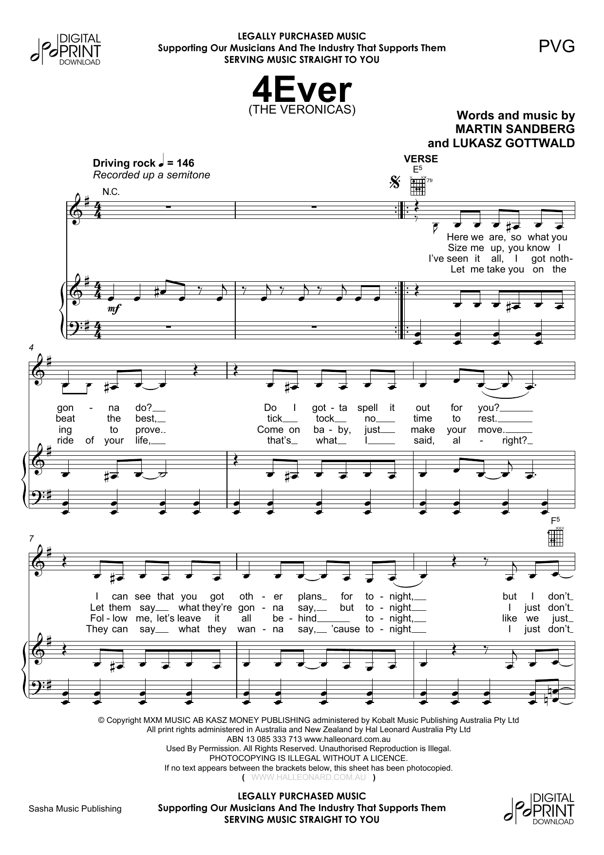 Learn to play The Veronicas 4Ever sheet music for Piano, Vocal & Guitar Chords (Right-Hand Melody) in minutes. Price: 7.8900$ The Veronicas 4Ever sheet music notes and chords arranged for Piano, Vocal & Guitar Chords (Right-Hand Melody)