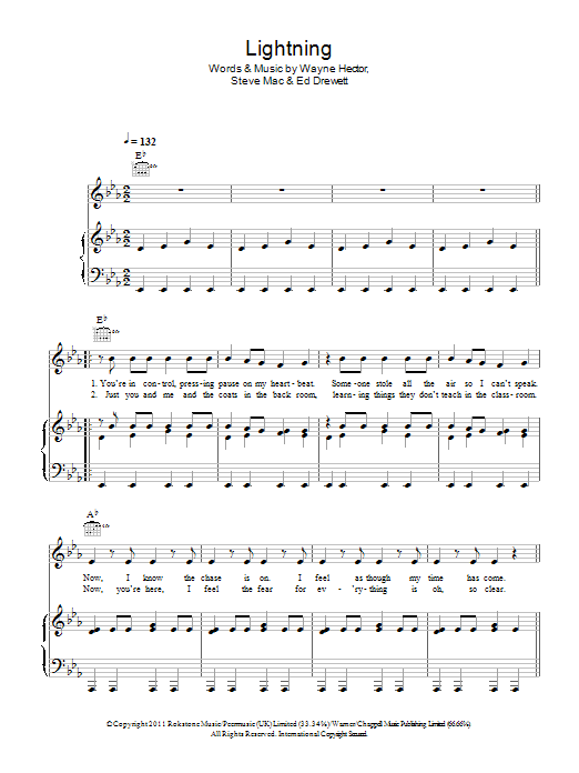 The Wanted Lightning sheet music notes and chords. Download Printable PDF.