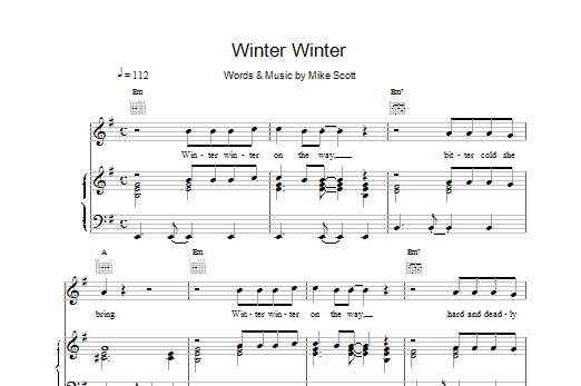 Waterboys Winter Winter sheet music notes and chords arranged for Piano, Vocal & Guitar Chords